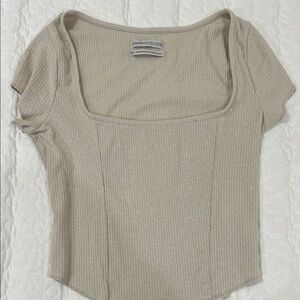 Urban Outfitters Taupe Ribbed Top